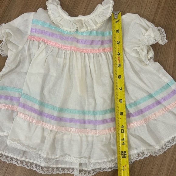 VTG 80s WINNIE THE POOH FLORAL‎ EYELET SEARS PRARIE BIB DRESS 12m 26-31lbs USA - Picture 12 of 16